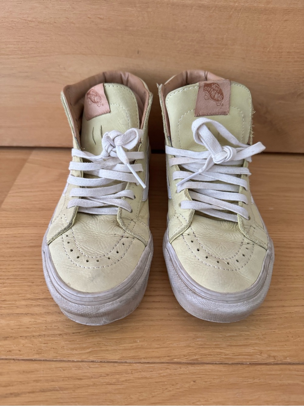 Yellow High-Top Sneakers with White Laces